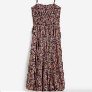 Madewell Smocked Bubble-Hem Midi Dress in Paisley